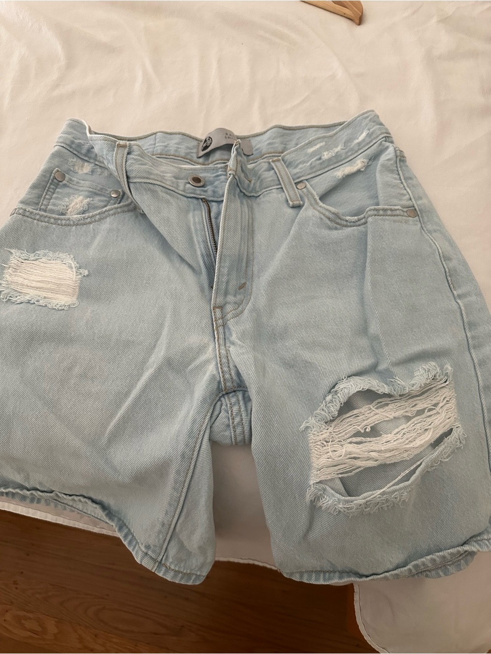 Levi's Light Blue Distressed Jean Shorts